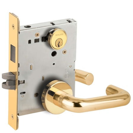 Schlage Corridor Mortise Lock with Deadbolt, 03A Design, Bright Brass L9456P 03A 605